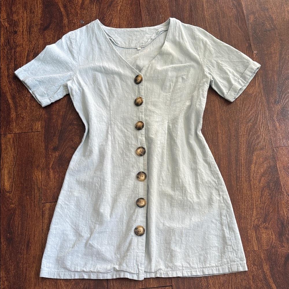 SHEIN Light Gray Button-Up Mini Dress
